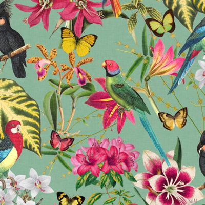 Envy Paradiso Multicolour Floral Smooth Wallpaper Sample