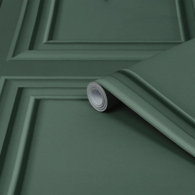 Laura Ashley Redbrook Green Wood Panel Effect Smooth Wallpaper