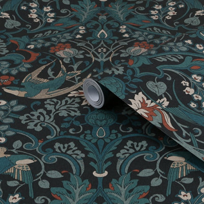 Superfresco Easy Archival Damask Blue Smooth Wallpaper