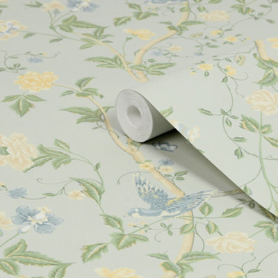 Laura Ashley Eau De Nil Summer Palace Smooth Wallpaper