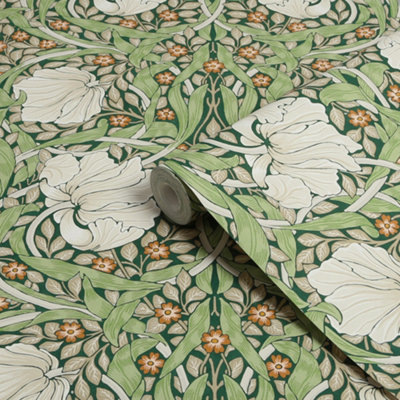 William Morris Gallery Collection Green Pimpernel Smooth Wallpaper