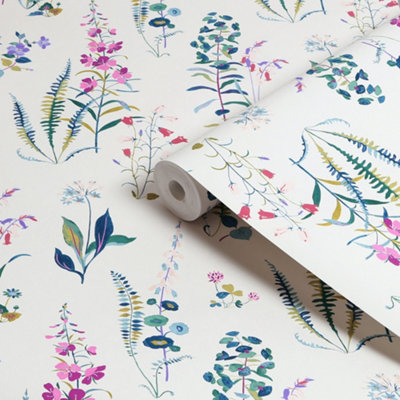 Laura Ashley Botanical Diary Violet Meadowvale Sprigs Smooth Wallpaper