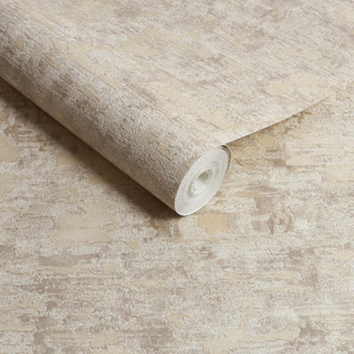 Boutique Cream Textured Plain Textured Wallpaper