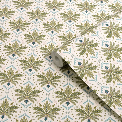 Joules Sophisticated Country Cream & Multicolour Palm Leaves Patterned Smooth Wallpaper