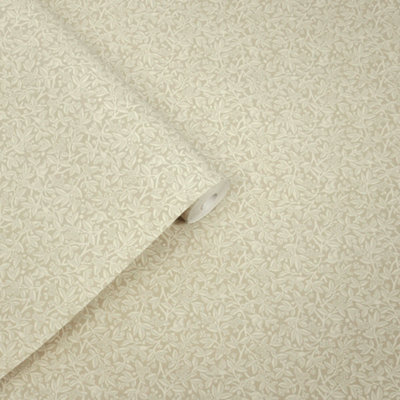 Laura Ashley Stone Grey Leaves Classic Smooth Wallpaper