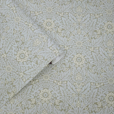 Laura Ashley Stone Grey Damask Classic Smooth Wallpaper