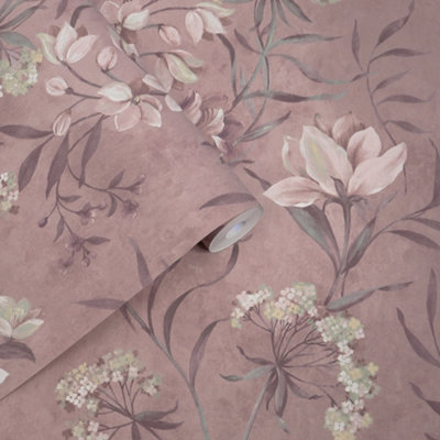 Laura Ashley Grape Floral Classic Smooth Wallpaper