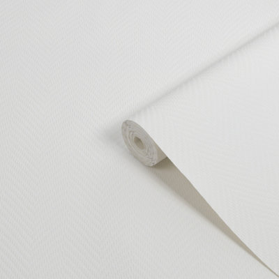 Superfresco White Herringbone Patterned Blown Wallpaper