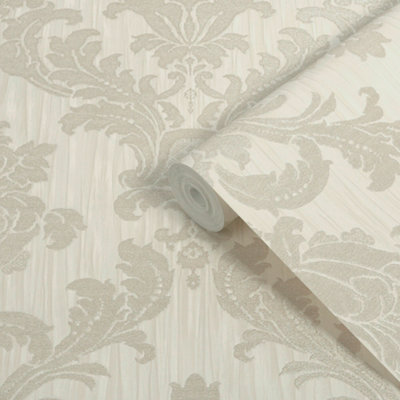 Boutique Pearl Damask Classic Textured Wallpaper