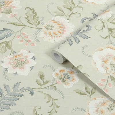 Superfresco Easy Sage Floral Contemporary Smooth Wallpaper