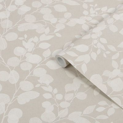 Superfresco Easy Beige Leaves Contemporary Smooth Wallpaper