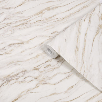 Contour Cream Marble Contemporary Smooth Wallpaper