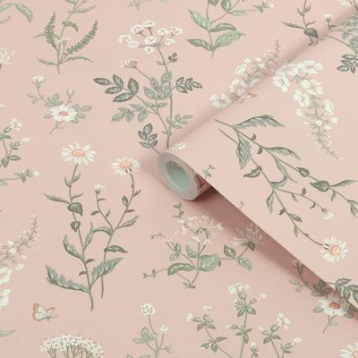 Superfresco Easy Pink Floral Contemporary Smooth Wallpaper