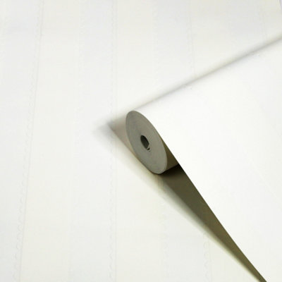 Superfresco Easy White Scallop Stripe Contemporary Textured Wallpaper