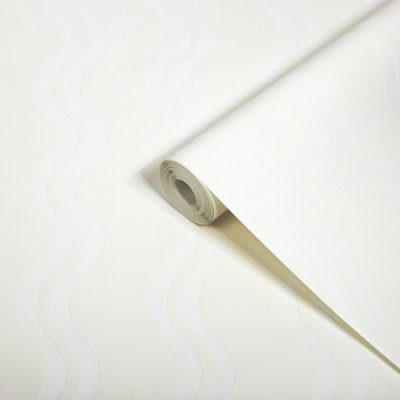 Superfresco Easy White Stripe Contemporary Textured Wallpaper