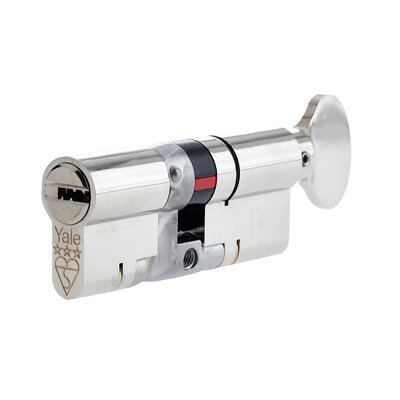 Yale Platinum Nickel-Plated Brass Single Euro Thumbturn Cylinder Lock, (L)80Mm