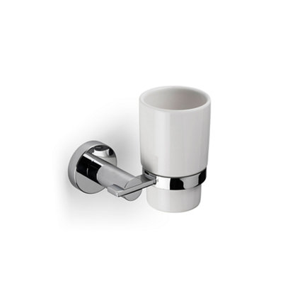 Croydex Flexi-Fix Metra Gloss Mirror Effect Ceramic Tumbler & Toothbrush Holder