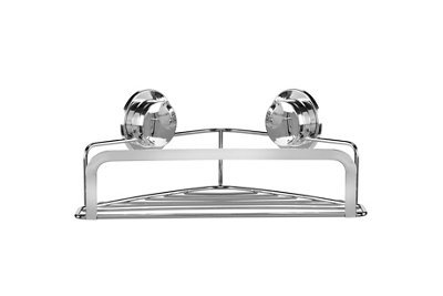 Croydex Stick'n'lock Steel Chrome Effect Corner Basket