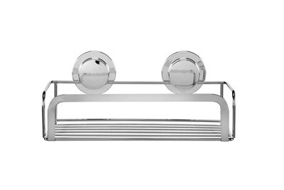 Croydex Stick'n'lock Steel Chrome Effect Cosmetic Basket