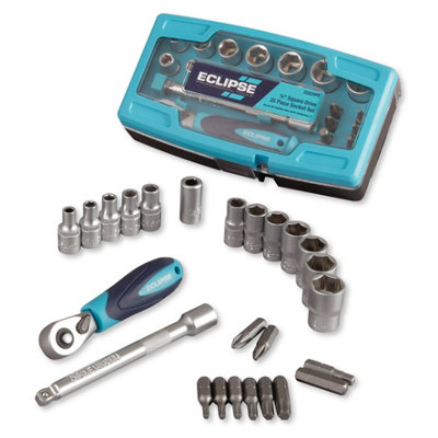 Eclipse Professional Tools 25 Piece Metric Mixed Ratchet Socket Set With Handles