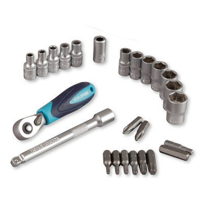 Eclipse Professional Tools 34 Piece Metric Mixed Ratchet Socket Set With Handles