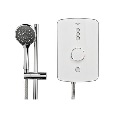 Triton Amala Gloss White Chrome Effect Manual Electric Shower, 9.5Kw