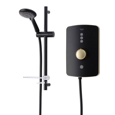 Triton Amala Matt Black Brass Effect Manual Electric Shower, 9.5Kw