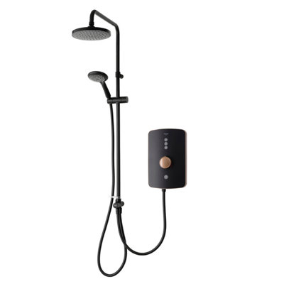 Triton Matt Black Copper Effect Manual Electric Shower, 9.5Kw