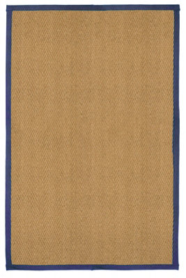 B&Q Brown, Blue Herringbone Weave Medium Rug, (L)150Cm X (W)100Cm