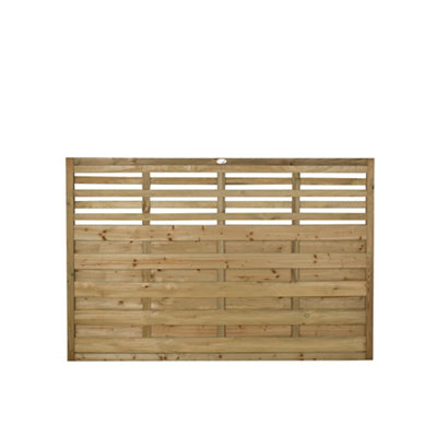 Forest Garden Contemporary Slatted Pressure Treated 4Ft Wooden Fence Panel (W)1.8M (H)1.2M, Pack Of 3