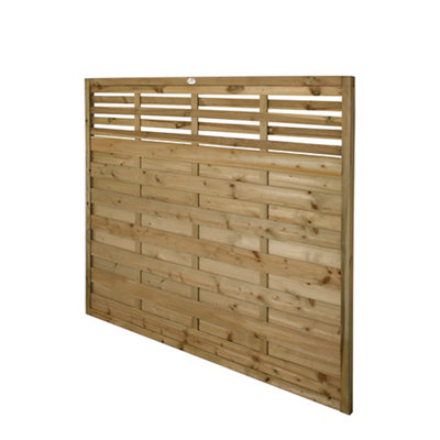 Forest Garden Kyoto Contemporary Slatted Pressure Treated 5Ft Wooden Decorative Fence Panel (W)1.8M (H)1.5M, Pack Of 5