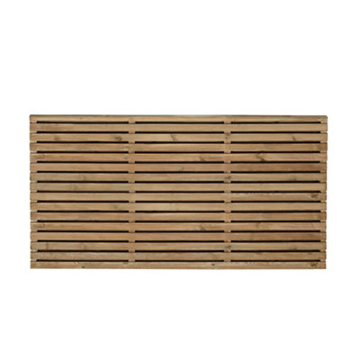 B&Q Contemporary Double Slatted 3Ft Wooden Fence Panel (W)1.8M (H)0.9M, Pack Of 4