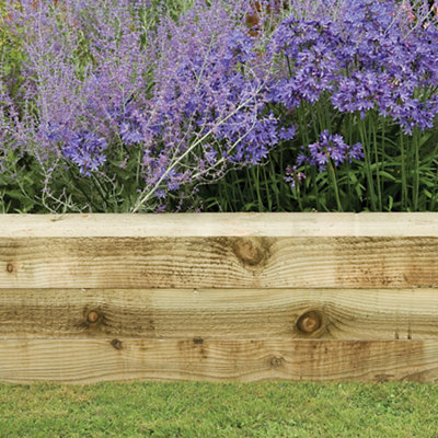 Forest Garden Rough-Sawn Edge Green Timber Sleeper (L)1.8M