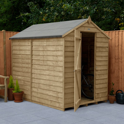 Forest Garden Overlap 7X5 Ft Apex Wooden Pressure Treated Shed With Floor (Windowless)