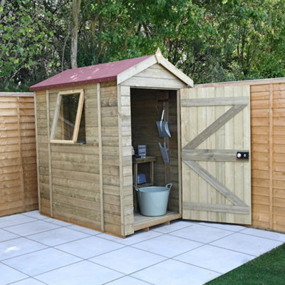Forest Garden Timberdale Tongue & Groove 6X4 Ft Apex Wooden Pressure Treated Shed With Floor (Base Included)