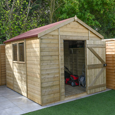 Forest Garden Timberdale Tongue & Groove 10X8 Ft Apex Wooden Pressure Treated Shed With Floor