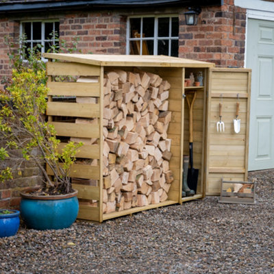 Forest Garden Tool Store Timber 6X2 Ft Log Store