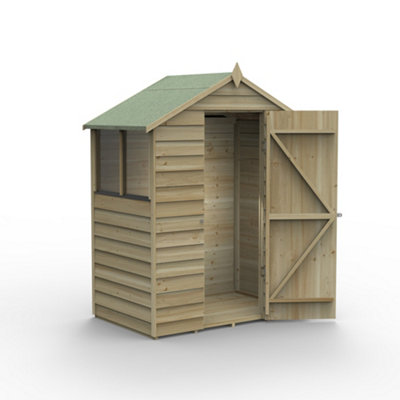 Forest Garden Overlap 5X3 Ft Apex Wooden Pressure Treated Shed With Floor & 2 Windows