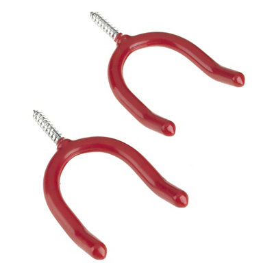 Rothley Red Steel Wall-Mounted U-Shaped Storage Hook (D)105Mm, Pack Of 2