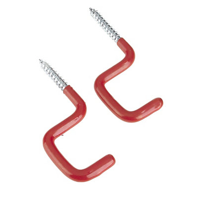 Rothley Multipurpose Red Steel Wall-Mounted Small U-Shaped Storage Hook (D)90Mm, Pack Of 2