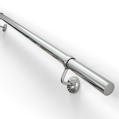 Rothley Polished Stainless Steel Rounded Handrail Kit, (L)3.6M