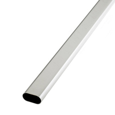Colorail Polished Chrome Effect Stainless Steel Oval Tube, (L)1.83M