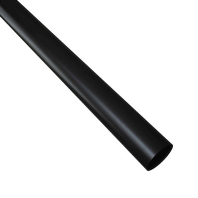 Colorail Matt Black Steel Round Wardrobe Rail, (L)1.83M (Dia)25Mm (T)0.5Mm