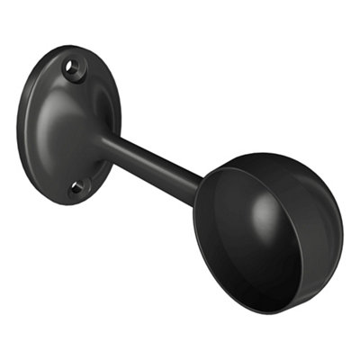 Rothley Matt Black Zinc Alloy Rail End Bracket (Dia)25Mm