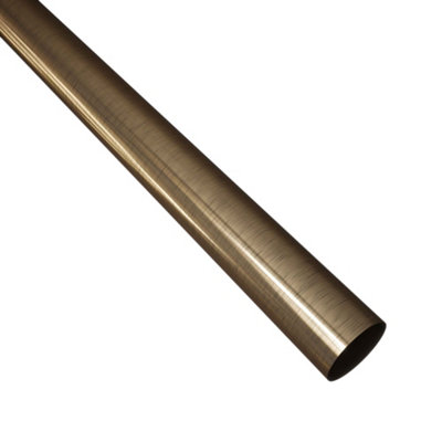 Colorail Antique Brass Effect Steel Round Wardrobe Rail, (L)2.44M (Dia)25Mm (T)0.5Mm