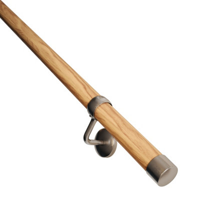Rothley Oak Metal & Wood Rounded Handrail Kit, (L)3.6M (D)40Mm