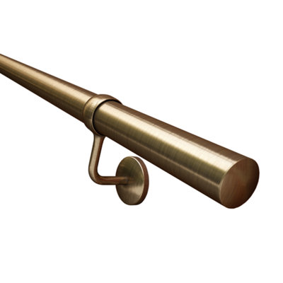 Rothley Antique Brass Steel Antique Brass Effect Rounded Handrail Kit, (L)2.4M