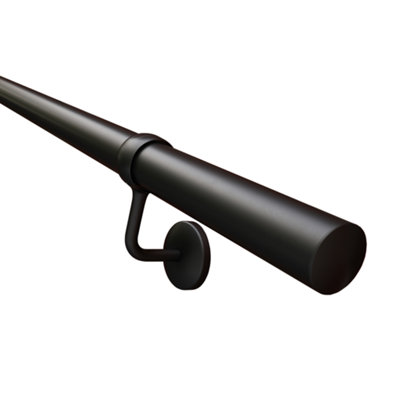 Rothley Black Steel Rounded Handrail Kit, (L)2.4M
