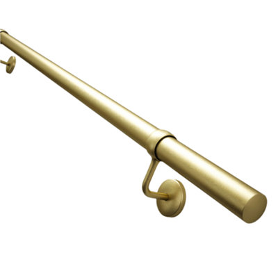 Rothley Brass Steel Rounded Handrail Kit, (L)3.6M