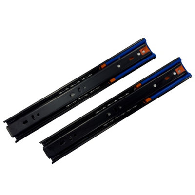Rothley Black Soft Close Ball Bearing Side-Fixed Drawer Runner (L)255Mm, Pair